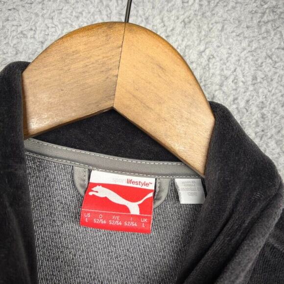 Vintage Puma Track Jacket men's Large Black Zip Suede Velour Embroidered Y2K - Picture 6 of 12